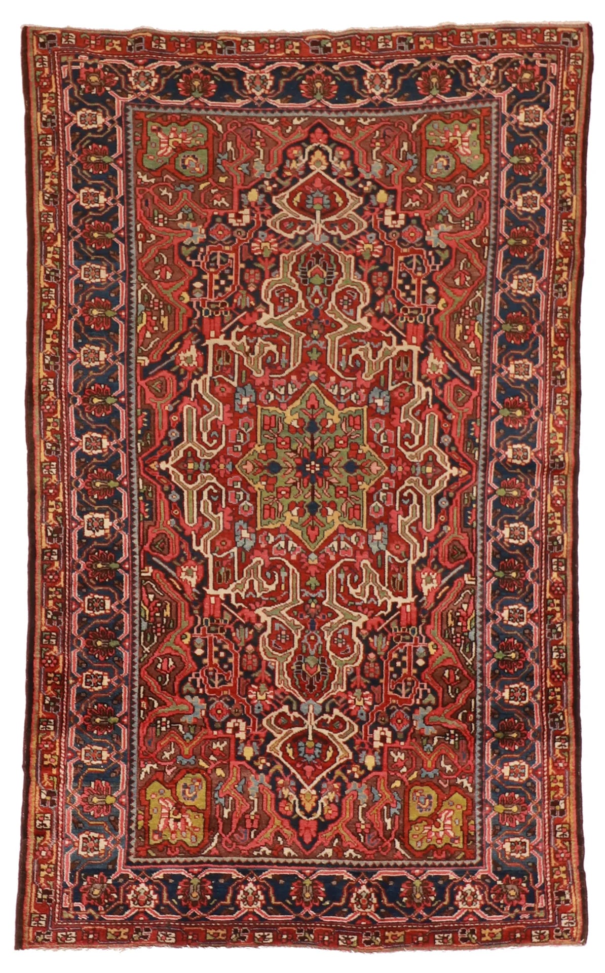 4.9 x 8 - Bakhtiarie Wool Geometric Rectangle - Hand Woven Rug — 11380