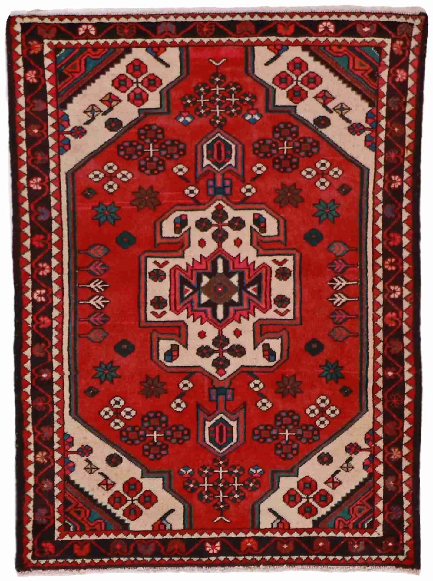 3.6 x 5 - Hamadan Wool All Over Rectangle - Finest Hand-Knotted Quality Wool — 12501