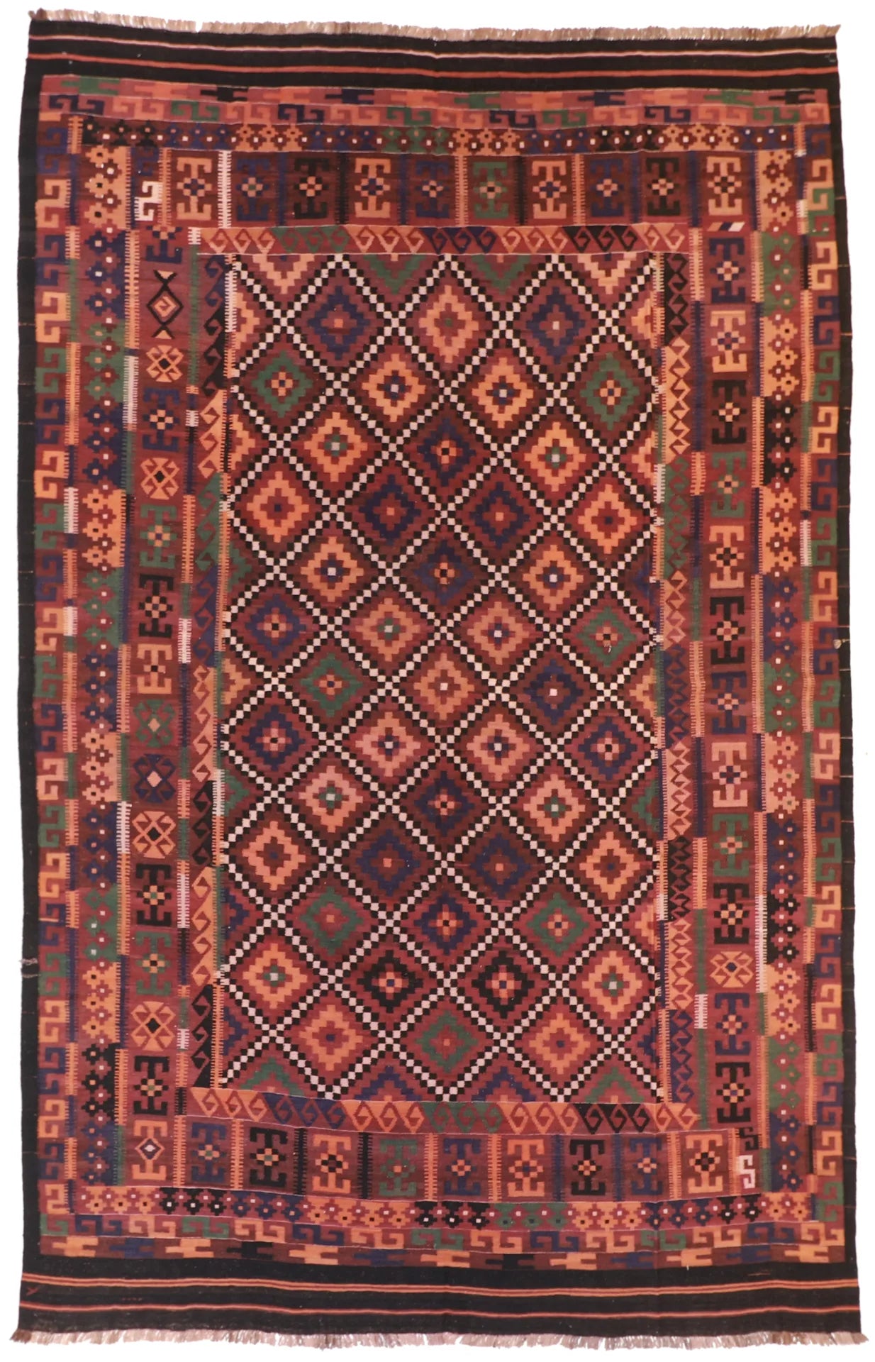 9.3 x 14.2 - Kilim Wool Modern Rectangle - Finest Hand-Knotted Quality Wool — 13156