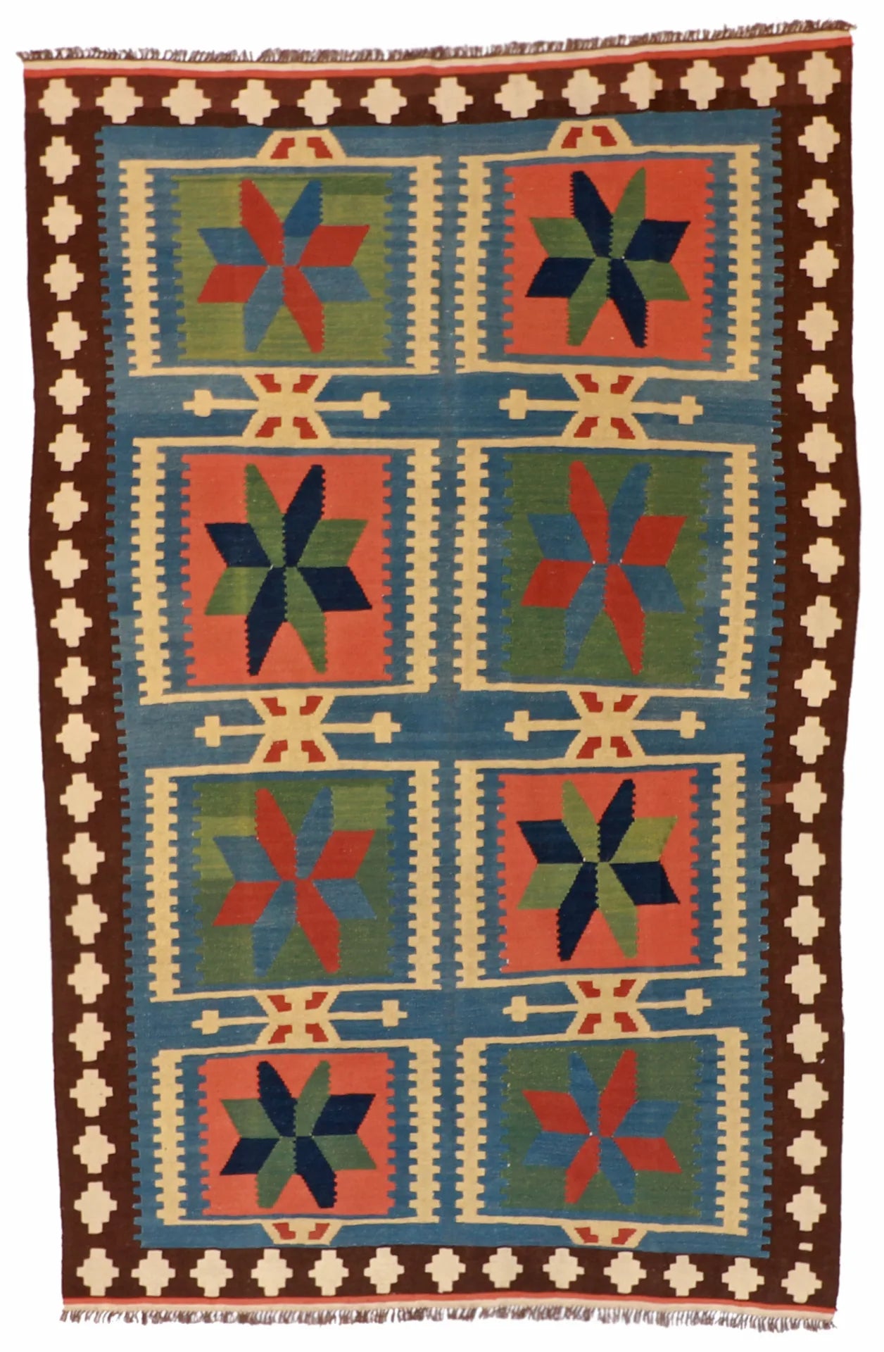 6 x 9.9 - Kilim Wool All Over Rectangle - Finest Hand-Made Quality Wool — 13439