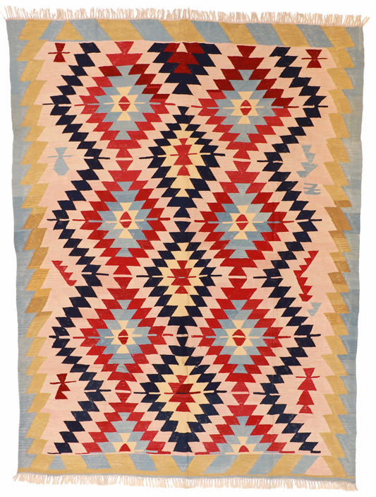 W 8.3 - L 11.1 - Kilim Wool All Over Rectangle - Finest Hand-Made Quality Wool - 14919
