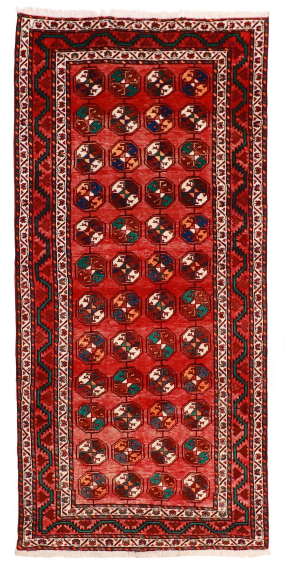 4.9 x 10 - Turkamen Silk Geometric Rectangle - Finest Hand-Knotted Quality Wool — 15828