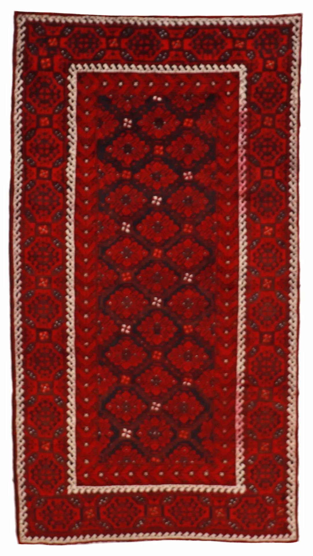 W 4.3 - L 7.9 - Hamadan Fine/Wool Geometric Rectangle - Hand Woven Rug - 15846