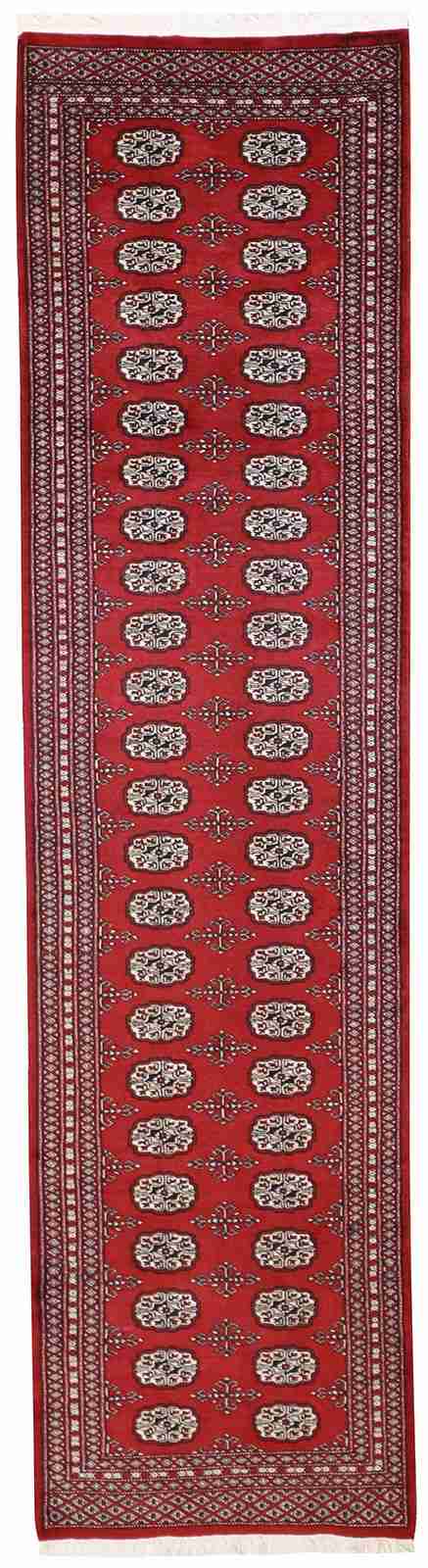 2.6 x 9.9 - Bokhara Fine Geometric Rectangle - Finest Hand-Knotted Quality Wool — 17345