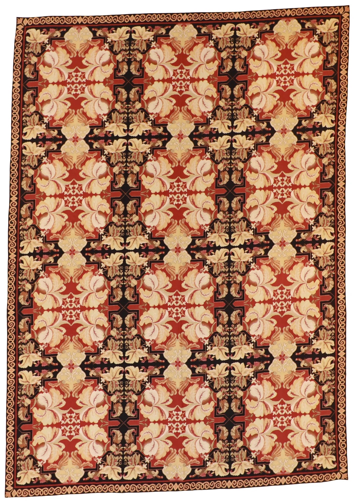 8.6 x 12.1 - Needle Point Wool Floral Rectangle - Finest Hand-Knotted Quality Wool — 19560