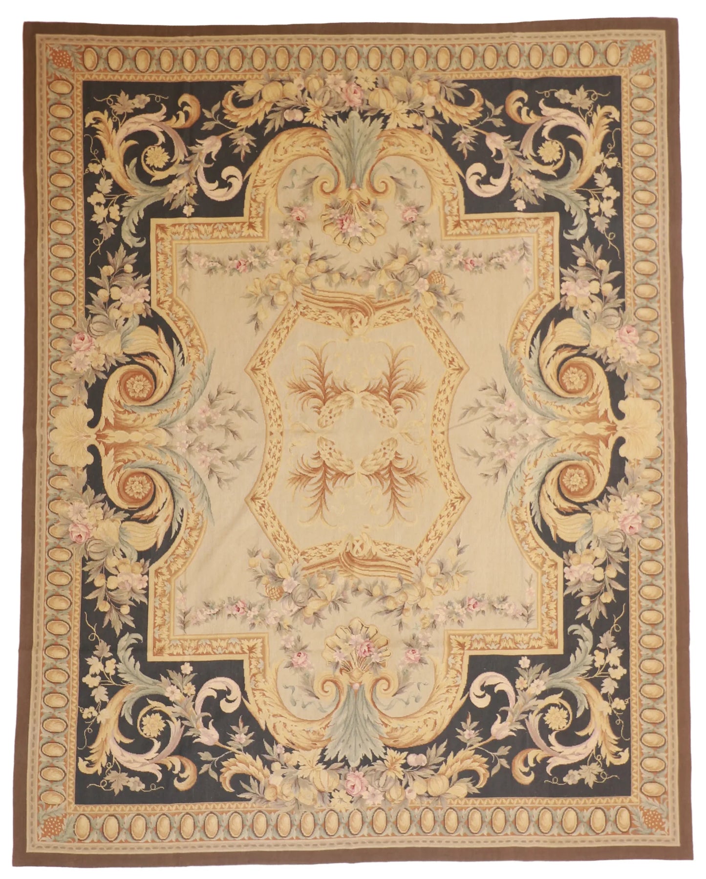 7.11 x 9.11 - Needle Point Wool All Over Rectangle - Finest Hand-Knotted Quality Wool — 20472