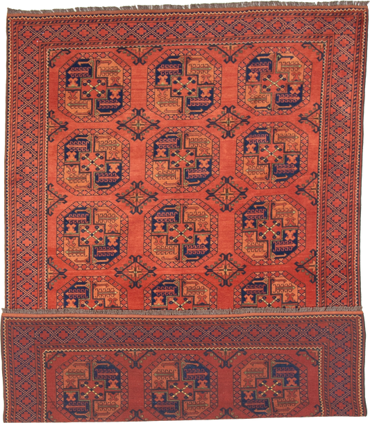 W 6 L 8.10 Turkaman 100% Wool Hand-Woven Geometric Design - 20936
