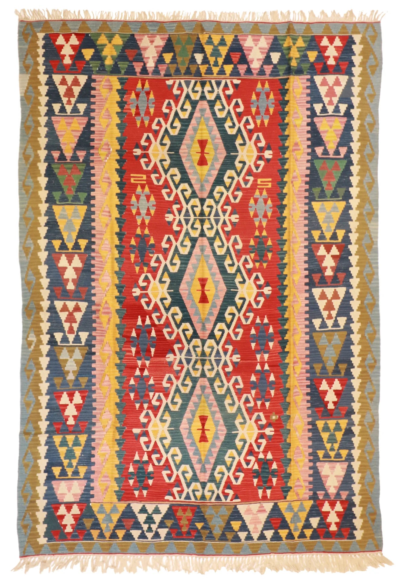 6.5 x 9.5 - Kilim Wool All Over Rectangle - Finest Hand-Made Quality Wool — 23970