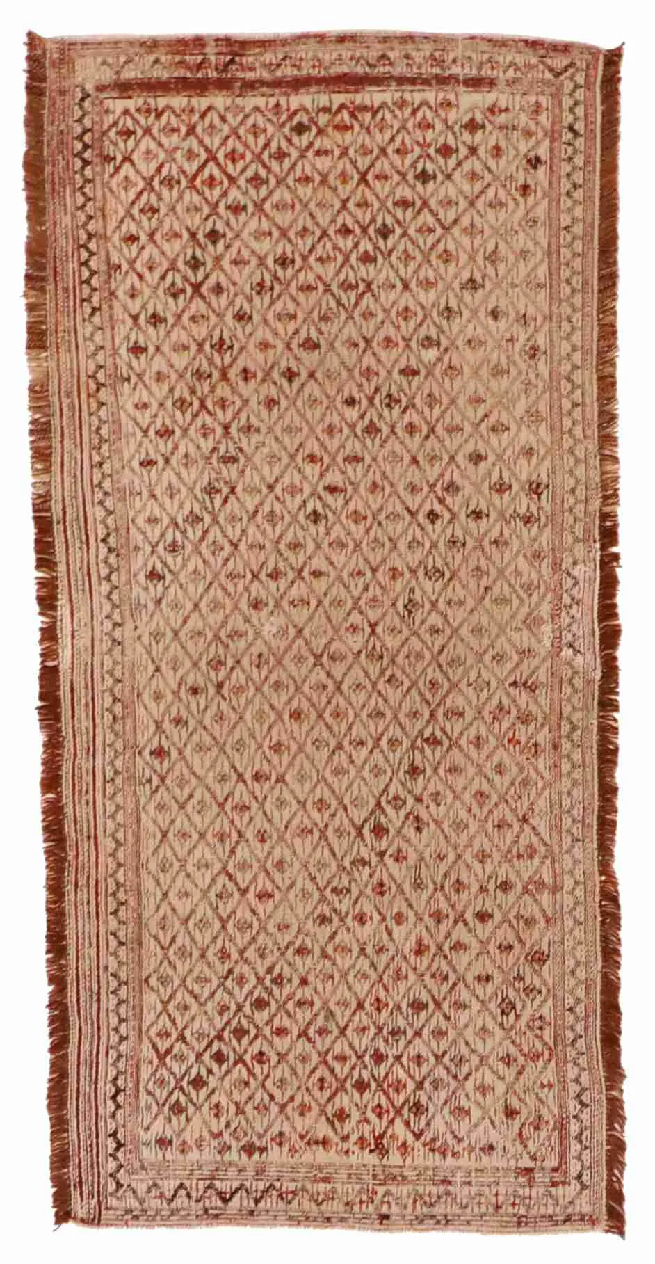 1.11 x 4.4 - Seneh Wool All Over Rectangle - Finest Hand-Knotted Quality Wool — 24947