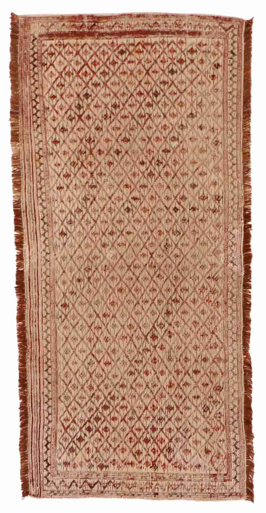 1.11 x 4.4 - Seneh Wool All Over Rectangle - Finest Hand-Knotted Quality Wool — 24947