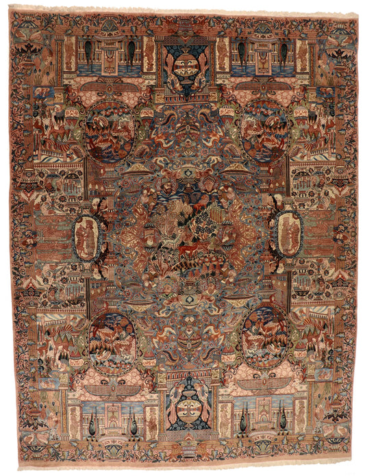 9.10 x 12.11 - Mashad Silk All Over Rectangle - Finest Hand-Knotted Quality Wool — 25009