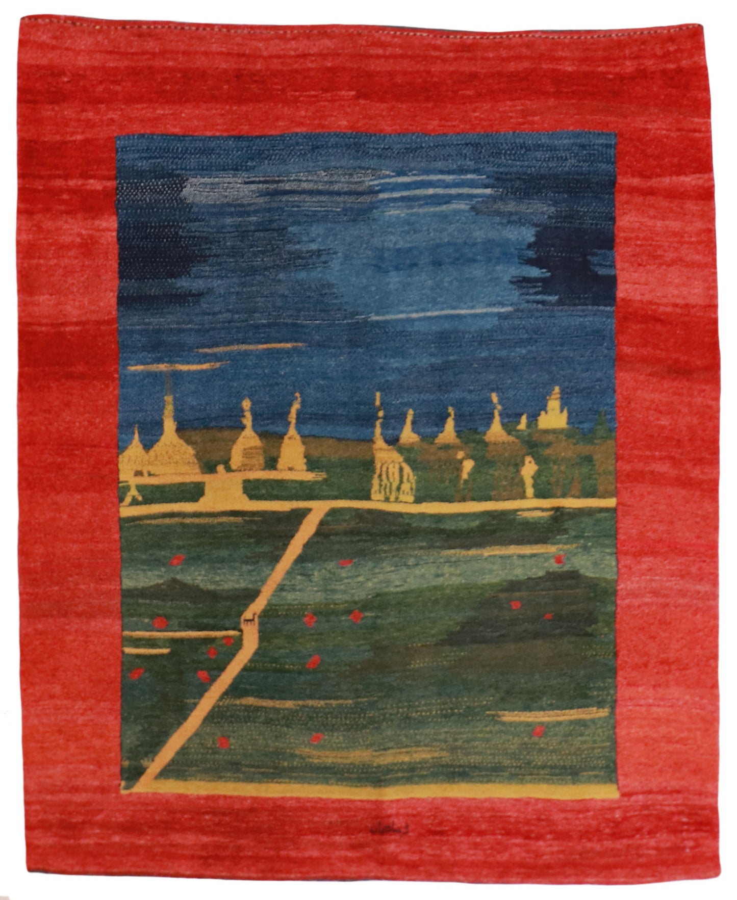 W 7.2 L 8.9 Gabbeh 100% Wool Handmade All Over Design - 25984