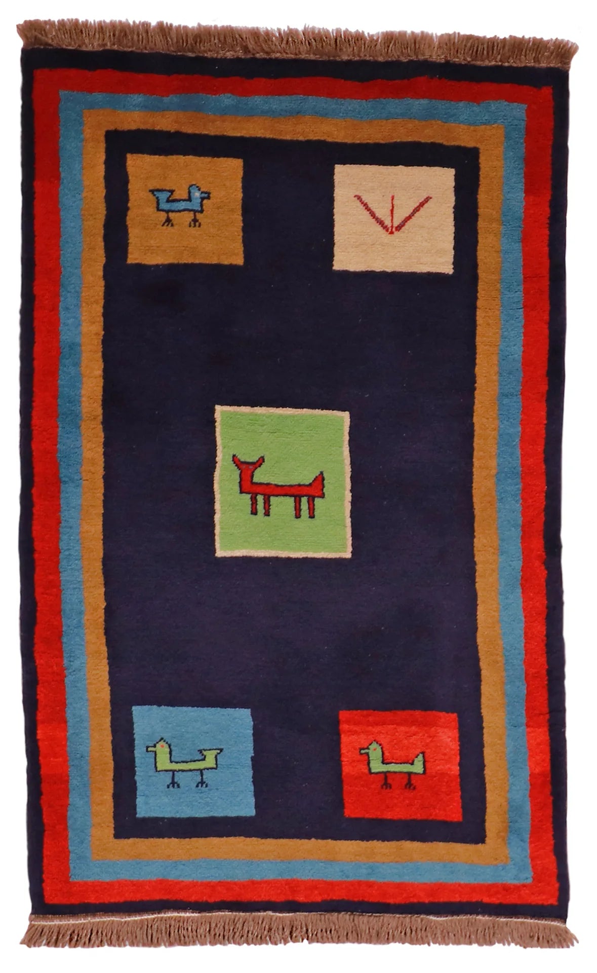 3.6 x 5.5 - Gabbeh Wool All Over Rectangle - Finest Hand-Knotted Quality Wool — 26897