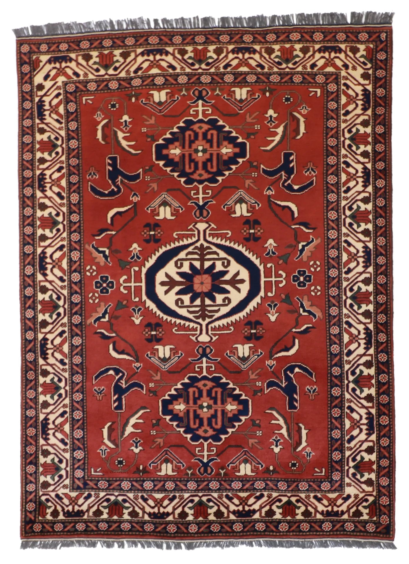 5.1 x 7.1 - Sh Abbas Wool Traditional Rectangle - Finest Hand-Knotted Quality Wool — 50834