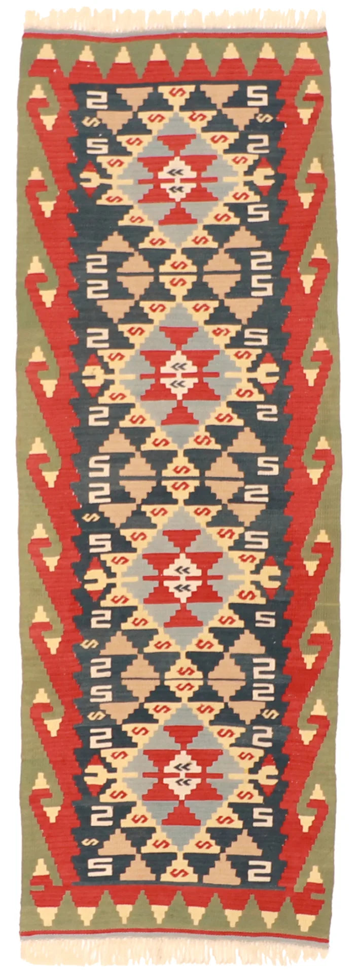 3.6 x 7.6 - Kilim Fine All Over Rectangle - Finest Hand-Made Quality Wool — 51503