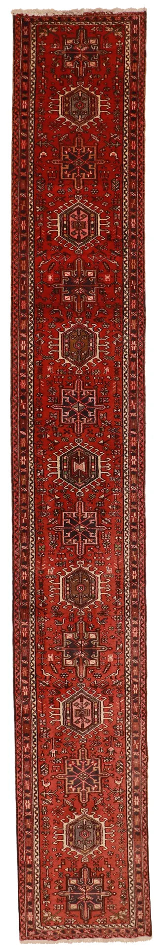 2.8 x 18.9 - Karajeh Wool Geometric Rectangle - Hand Woven Rug — 51998