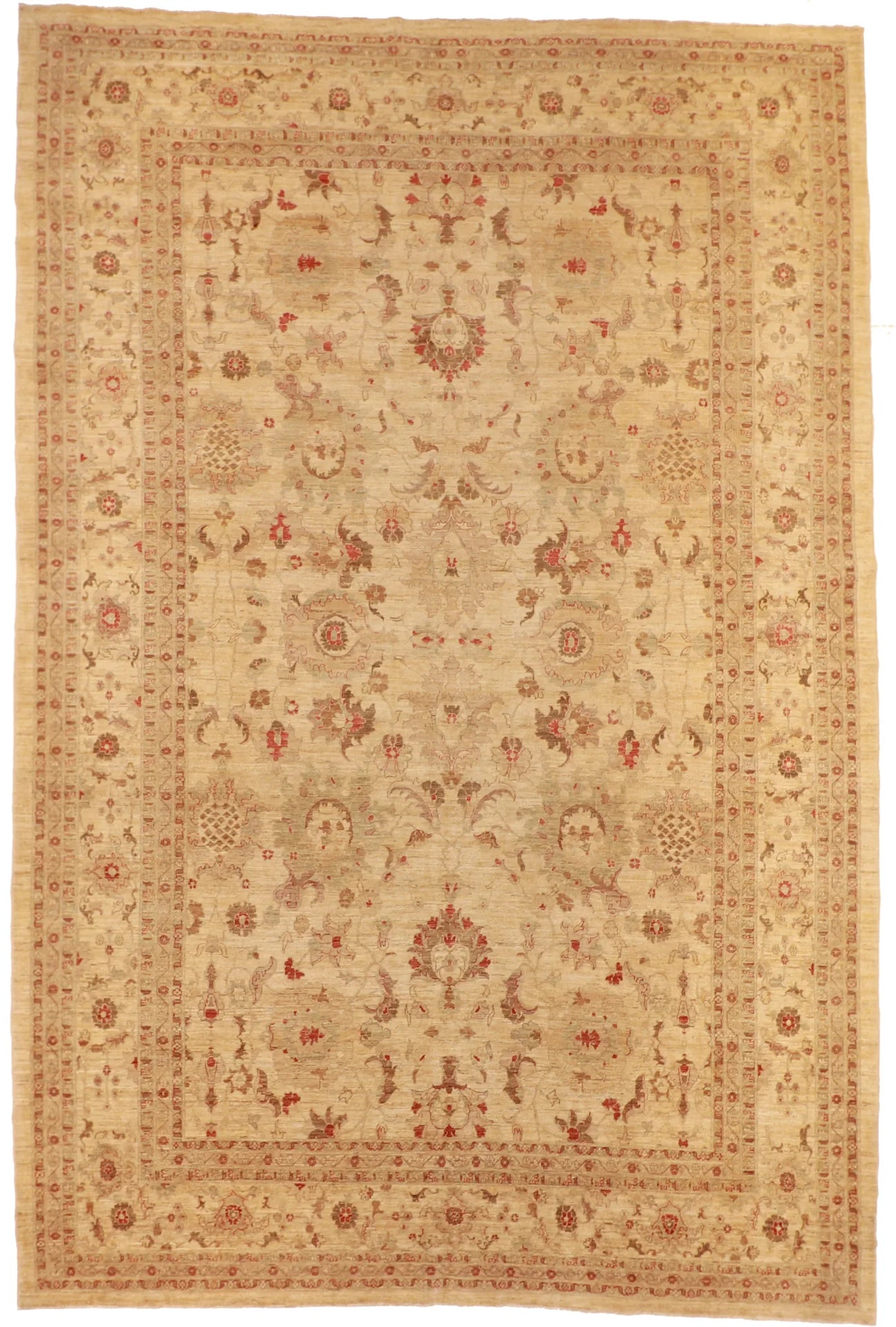 10 x 15 - Mahal Fine/Wool All Over Rectangle - Finest Hand-Knotted Quality Wool — 52463