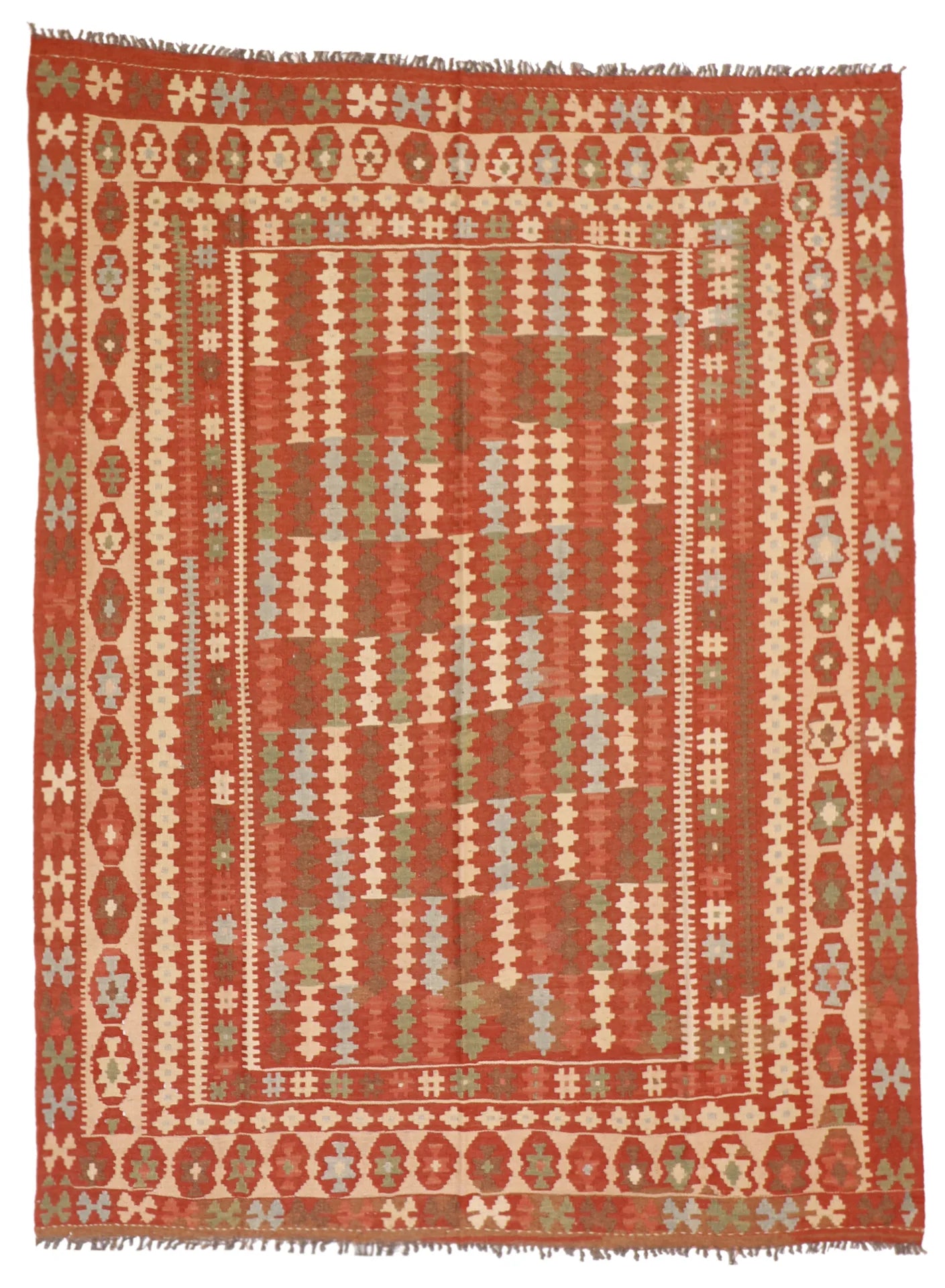 6.2 x 8.2 - Kilim Wool All Over Rectangle - Finest Hand-Made Quality Wool — 52552