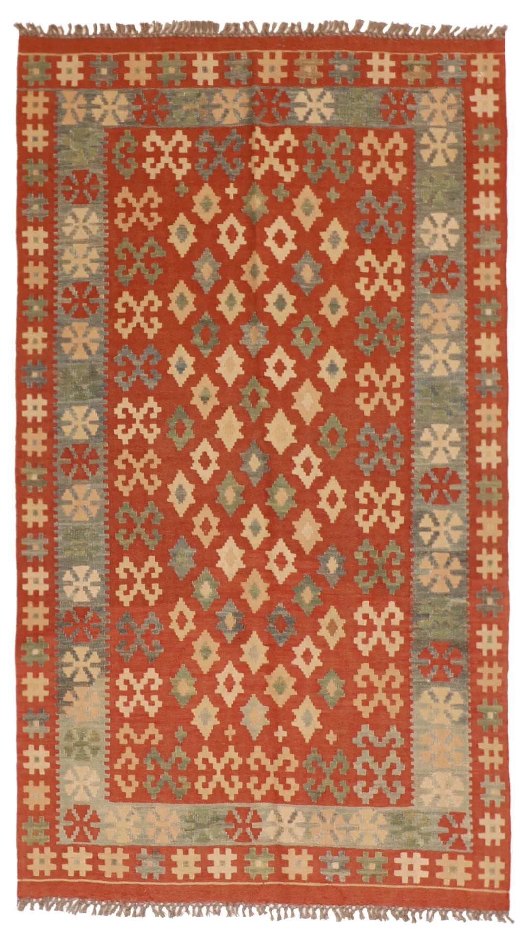 3.9 x 6.7 - Kilim Wool All Over Rectangle - Finest Hand-Made Quality Wool — 52571