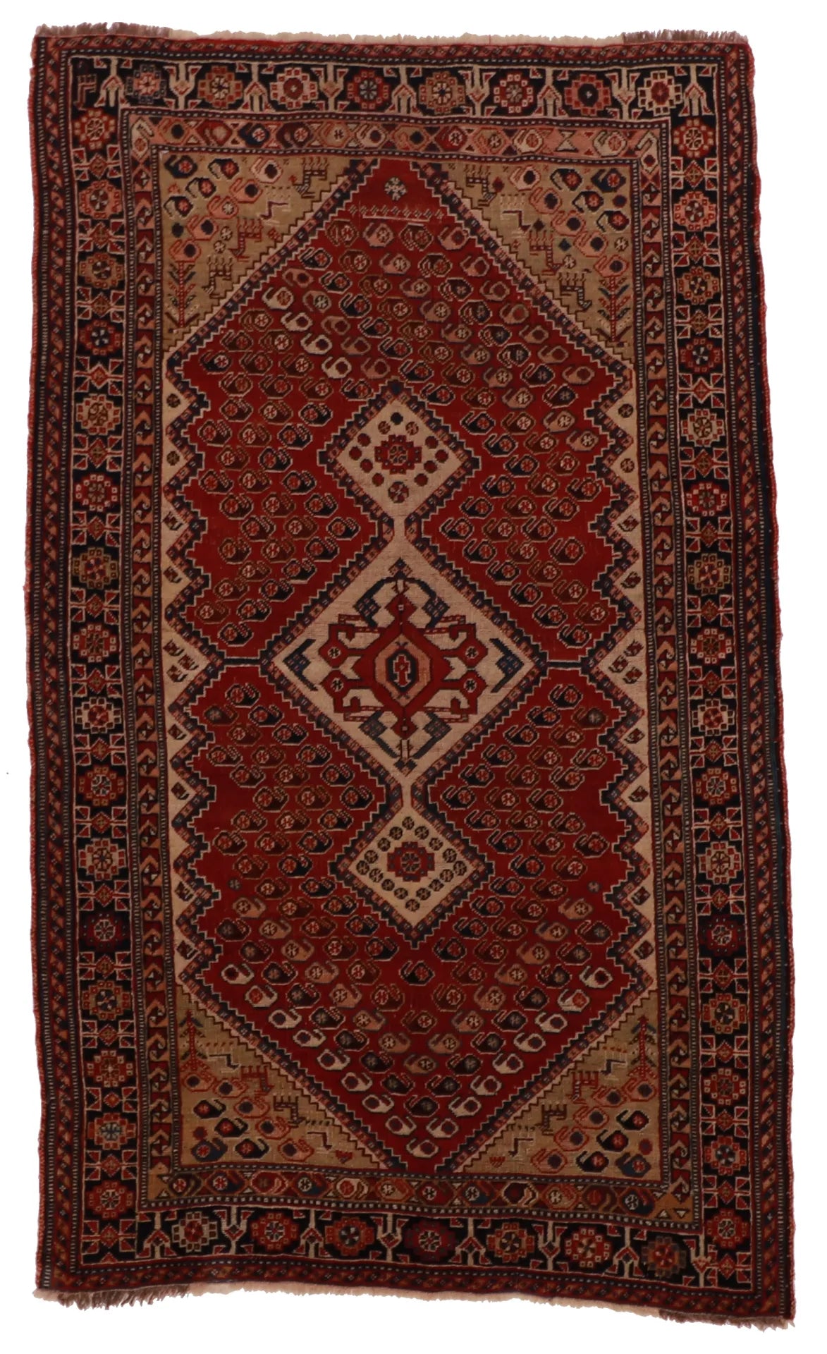3.8 x 6.1 - Qashqai Wool Traditional Rectangle - Finest Hand-Knotted Quality Wool — 53155