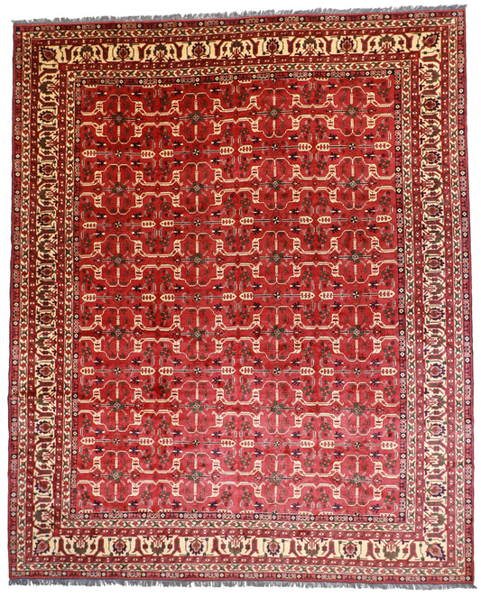 Oversized - Malayer Fine Geometric Rectangle - Finest Hand-Knotted Quality Wool — 53529