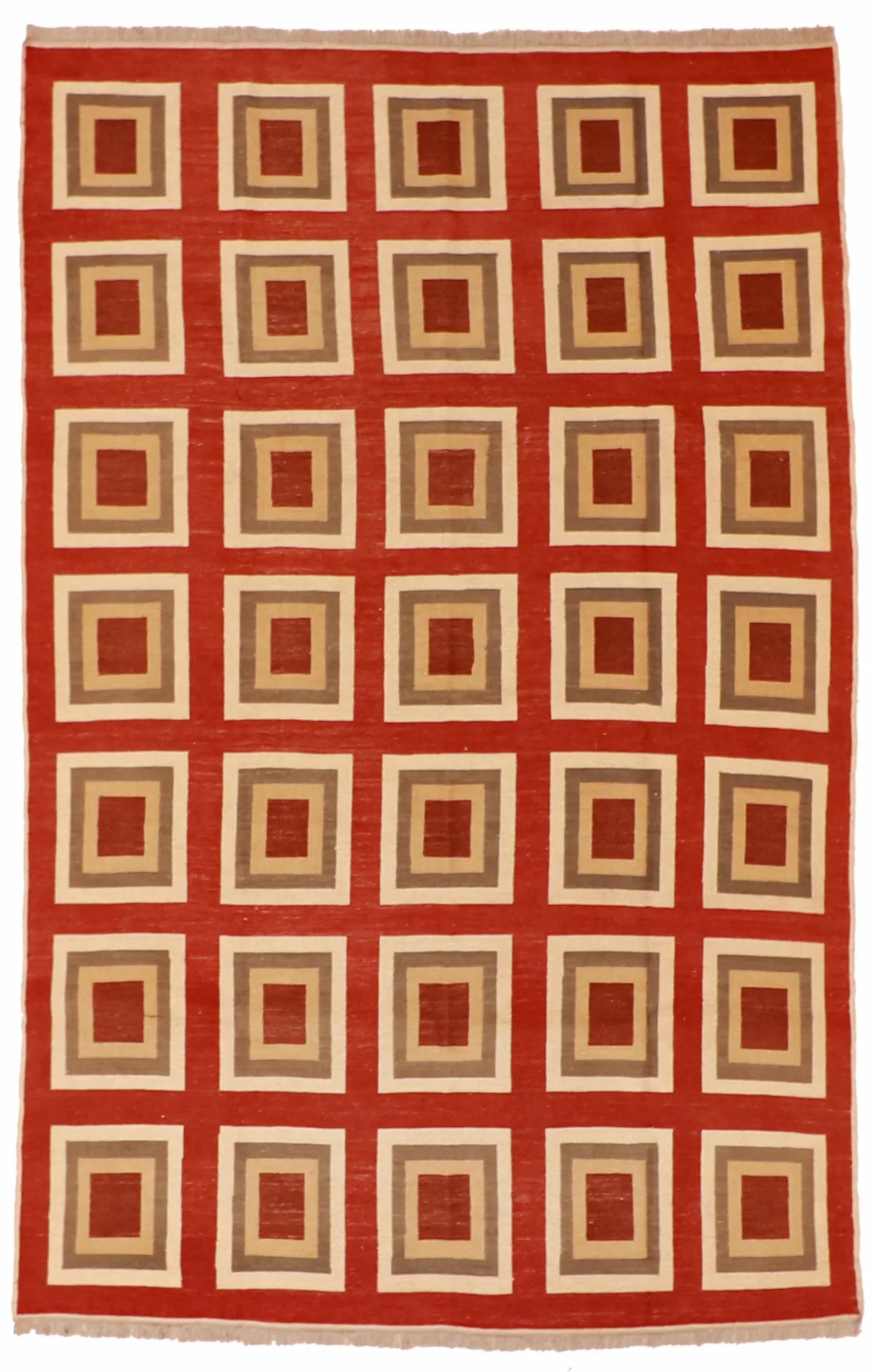 5.6 x 8.7 - Sumak Fine Geometric Rectangle - Finest Hand-Made Quality Wool — 54026