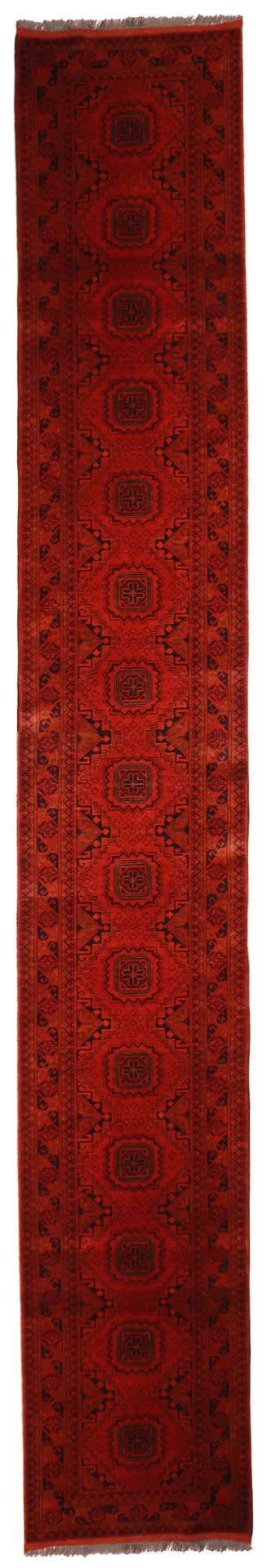 2.9 x 23.4 - Khorasan Fine/Wool Geometric Rectangle - Hand Woven Rug — 54372
