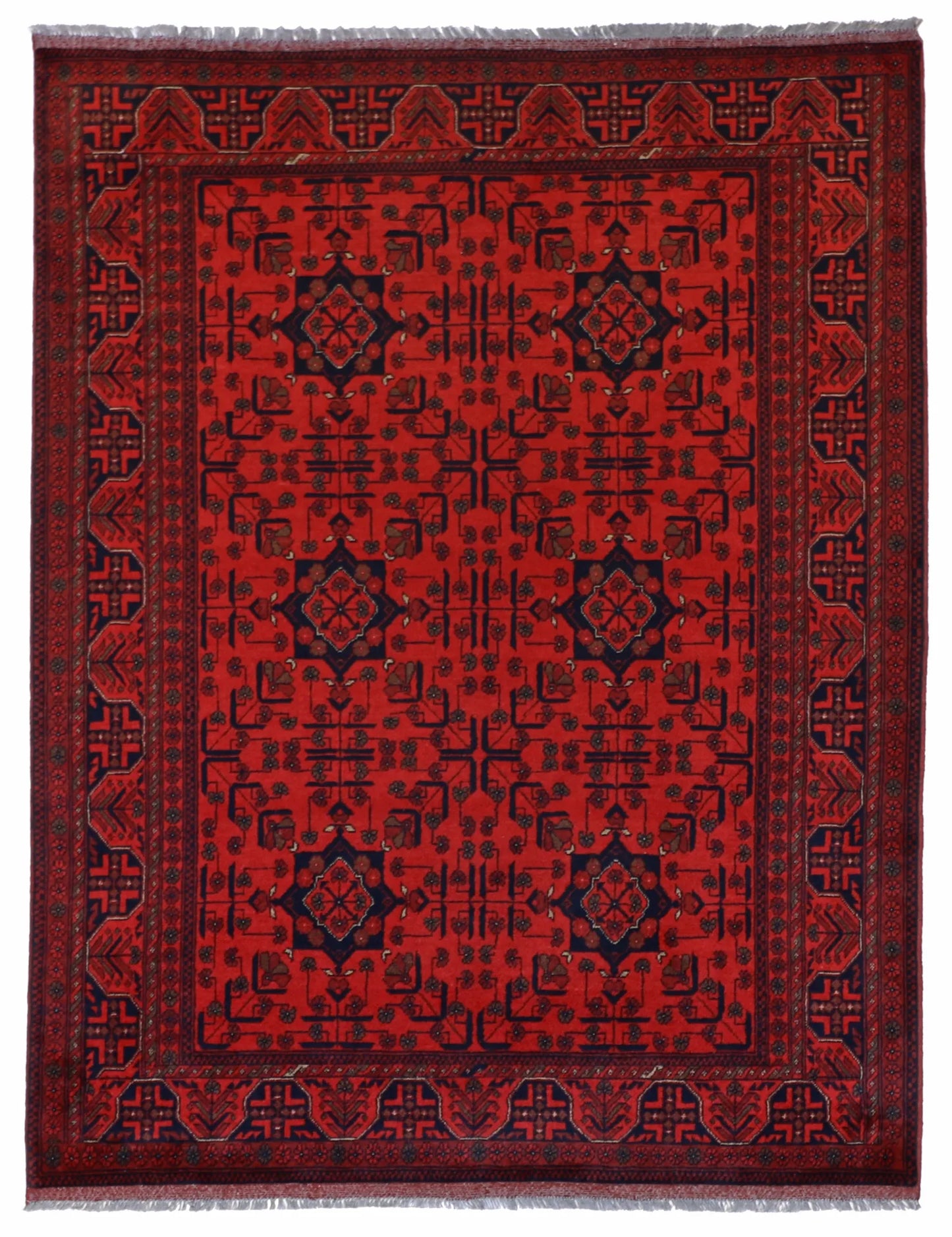 5.1 x 6.6 - Khan Mohamadie Wool Traditional Rectangle - Finest Hand-Knotted Quality Wool — 54965