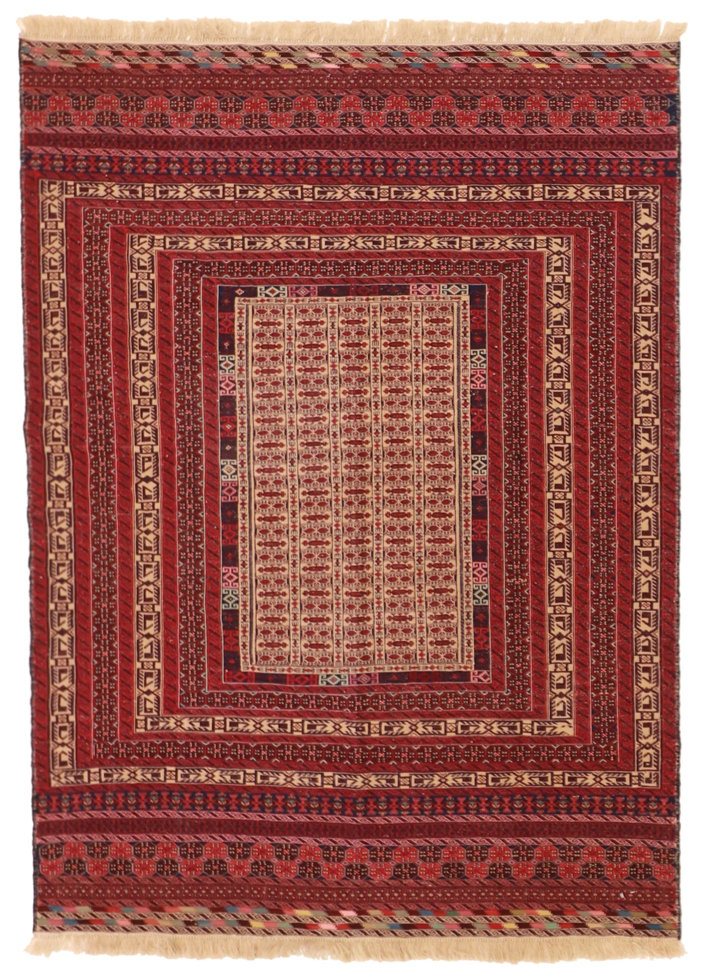 4.6 x 6.1 - Gashgai Fine/Wool Geometric Rectangle - Finest Hand-Made Quality Wool — 55009