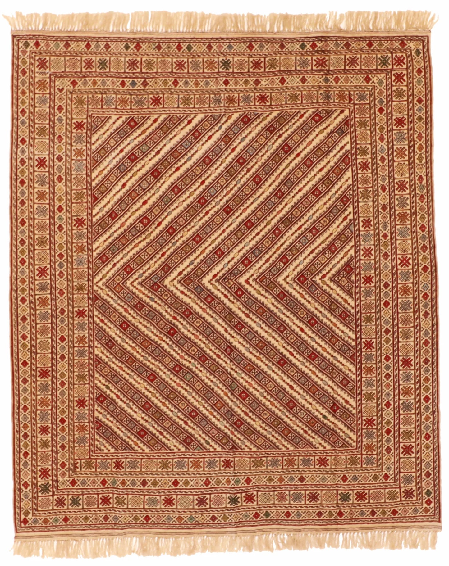 5.2 x 6.2 - Susane Fine/Wool Kilim Rectangle - Finest Hand-Made Quality Wool - 55034