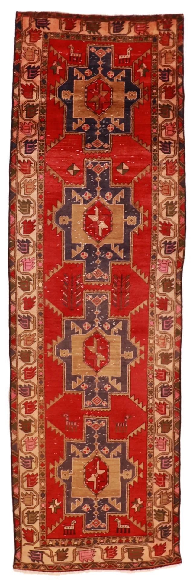 3.6 x 11.1 - Hamadan Fine Geometric Rectangle - Hand Woven Rug — 55072