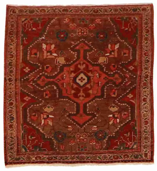 1.11 x 2 - Farahan Wool All Over Square - Finest Hand-Knotted Quality Wool — 55185