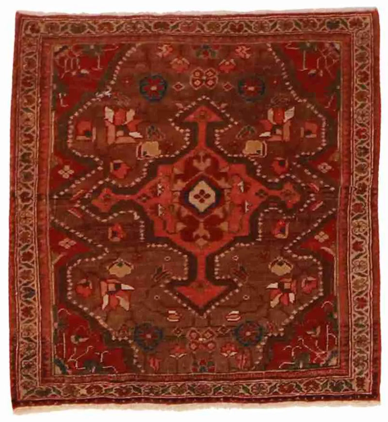 1.11 x 2 - Farahan Wool All Over Square - Finest Hand-Knotted Quality Wool — 55185