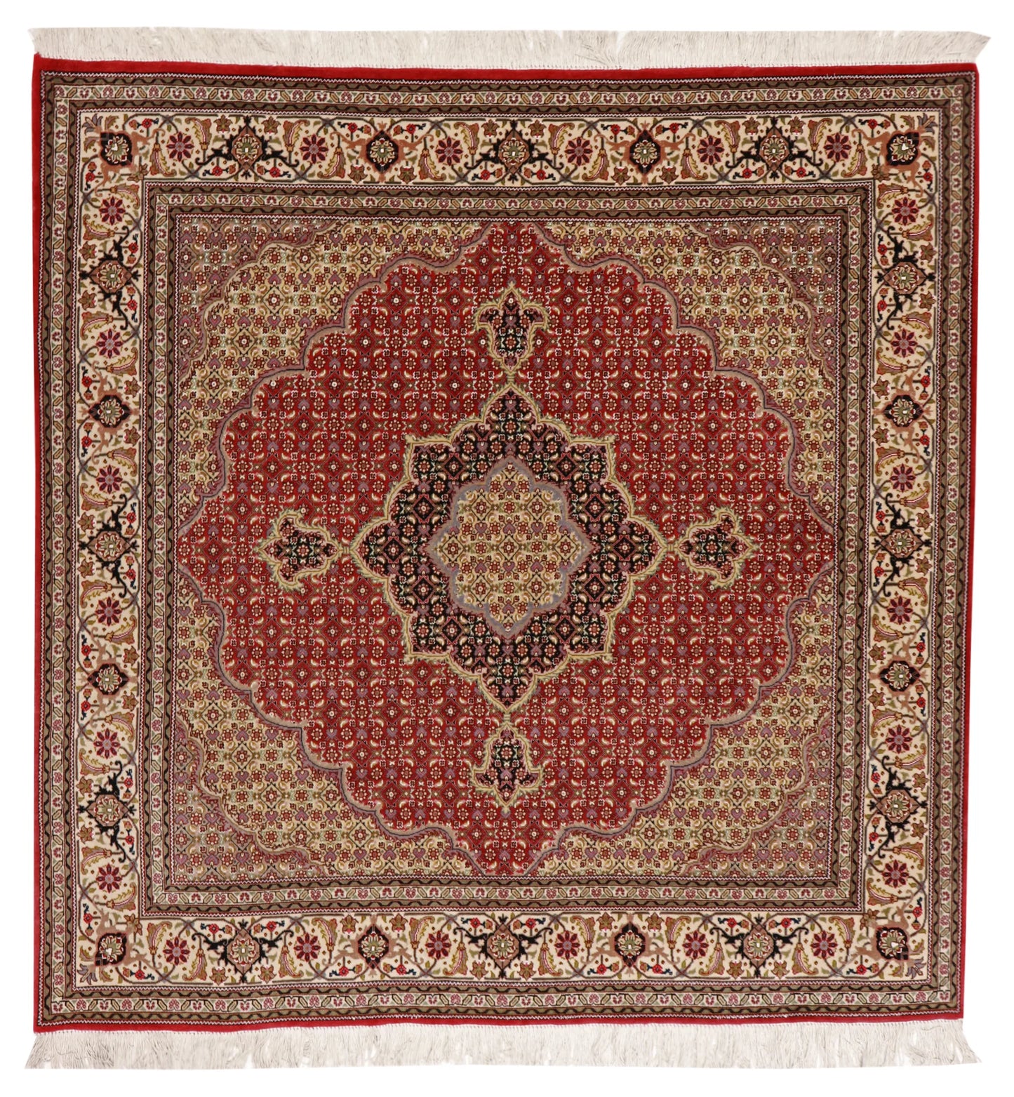 5 x 5 - Sarouk Wool Traditional Rectangle - Finest Hand-Knotted Quality Wool — 55695