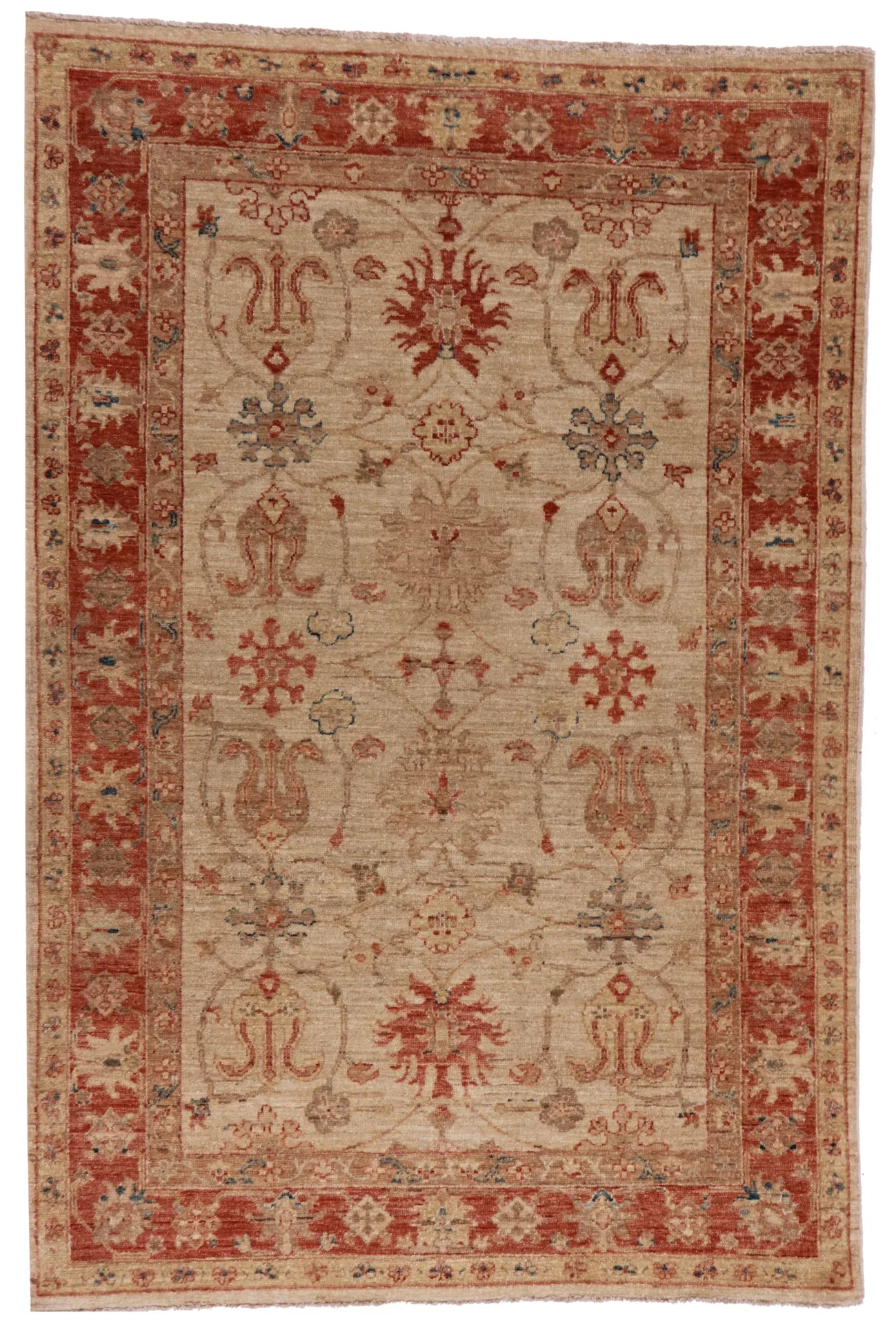 4 x 6 - Kashan Wool Traditional Rectangle - Finest Hand-Knotted Quality Wool — 56541