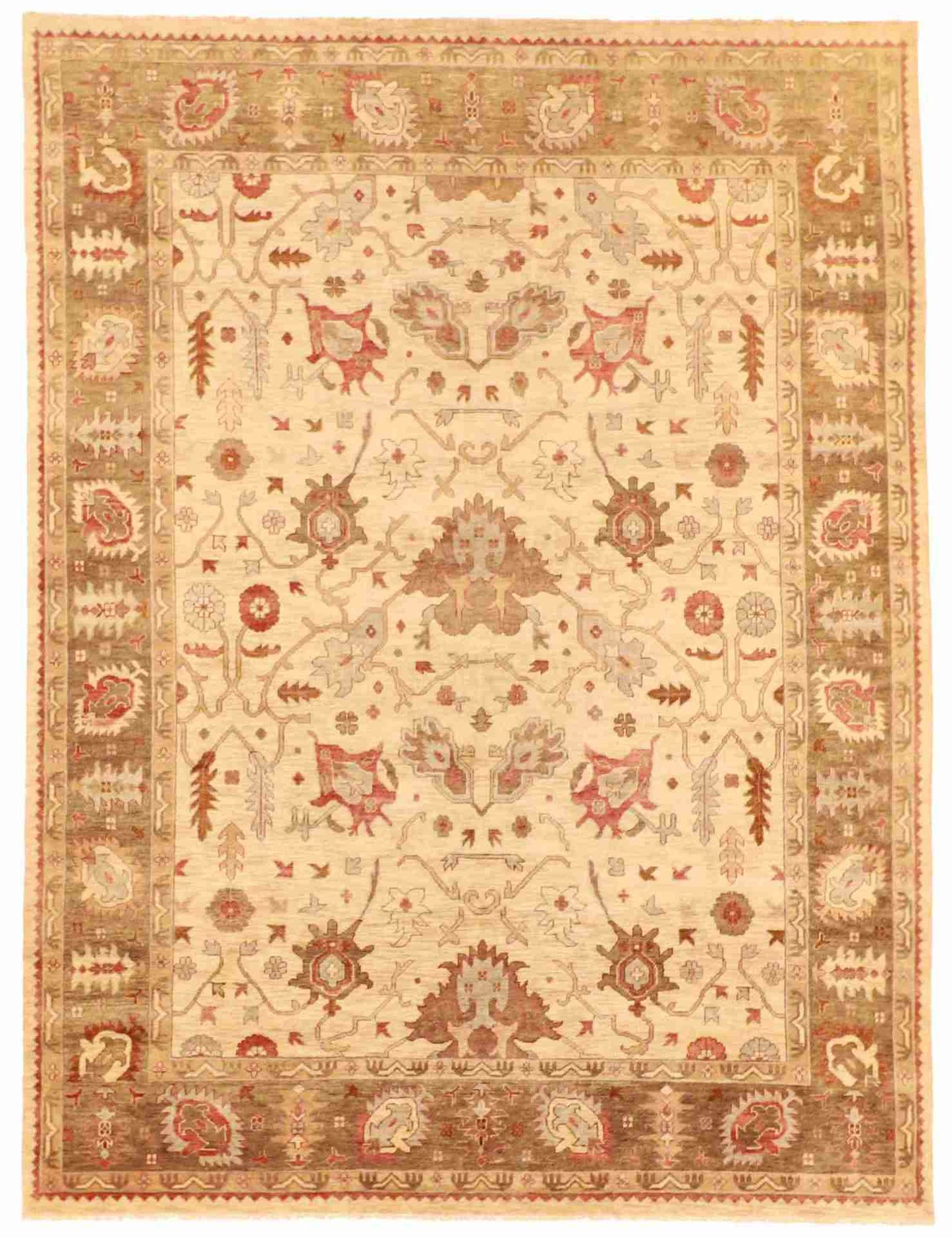 9 x 11.10 - Mahal Wool Floral Rectangle - Hand Woven Rug — 56743