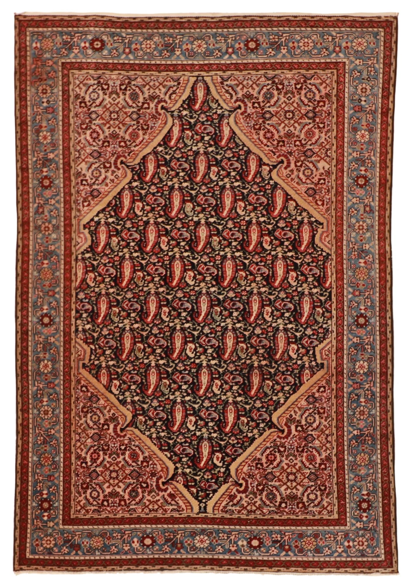 4.4 x 6.5 - Seneh Wool Traditional Rectangle - Finest Hand-Knotted Quality Wool — 56816