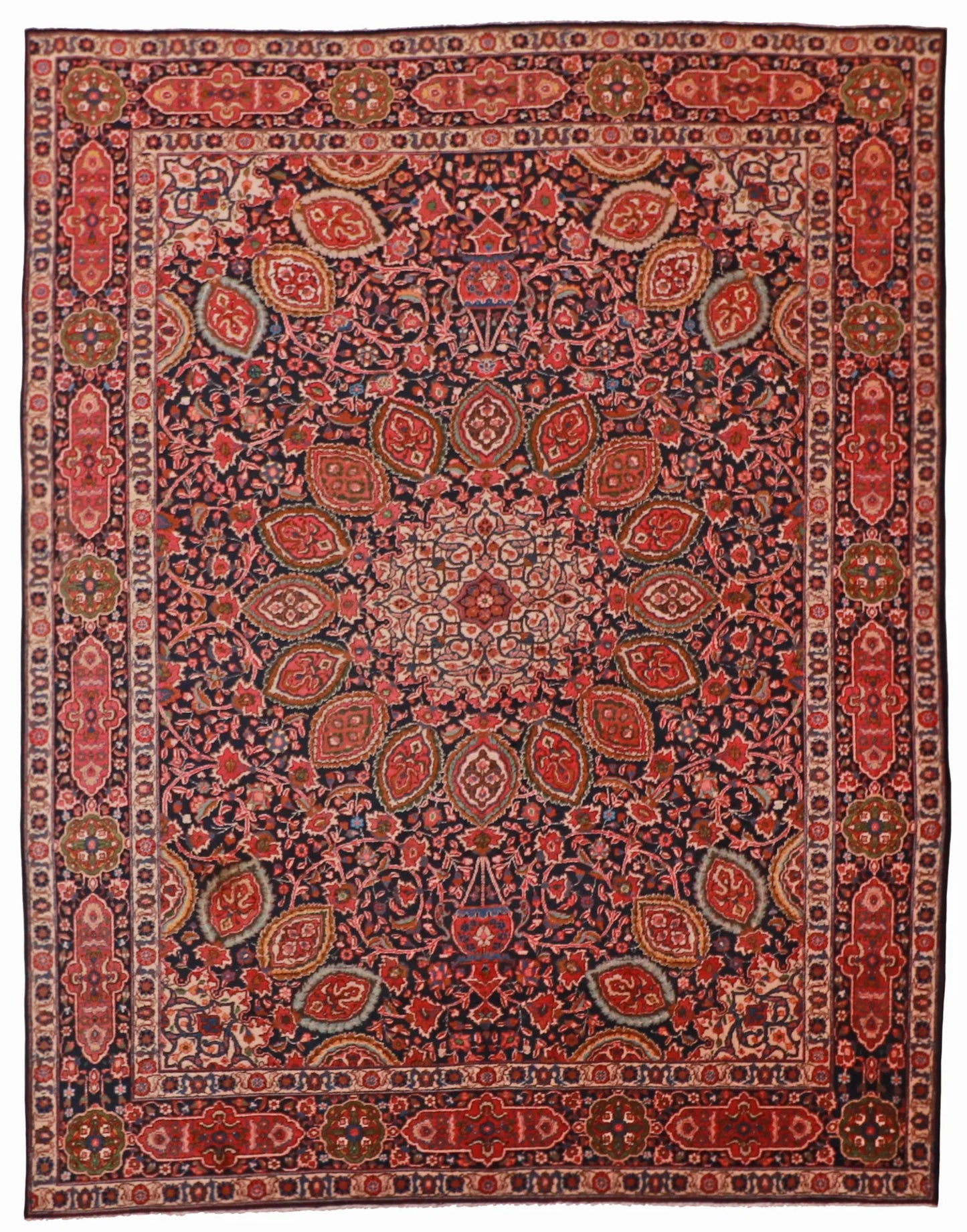 9.4 x 11.10 - Tabriz Wool Floral Rectangle - Hand Woven Rug — 56946