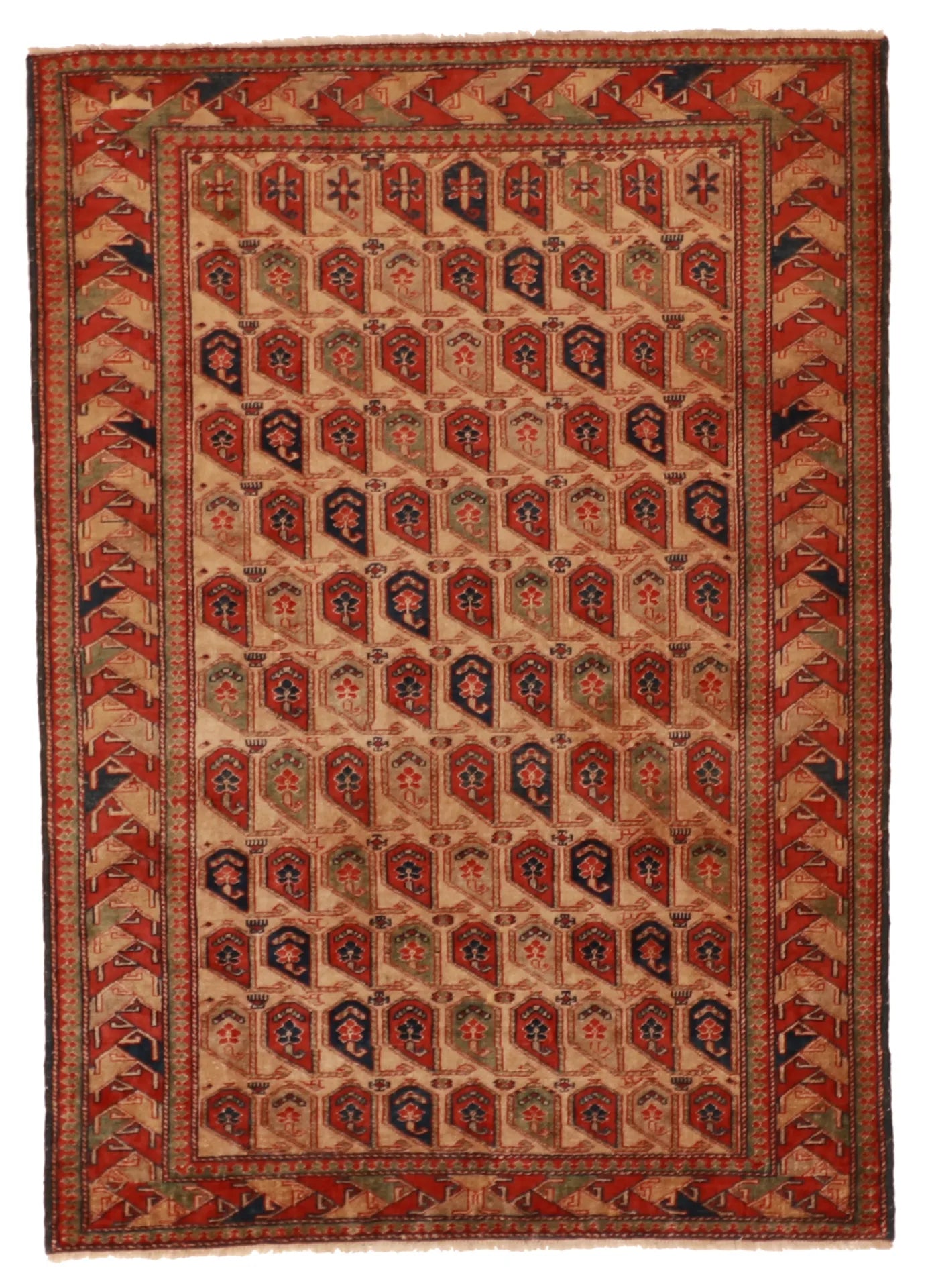 4 x 5.6 - Botheh Wool Traditional Rectangle - Finest Hand-Knotted Quality Wool — 56957