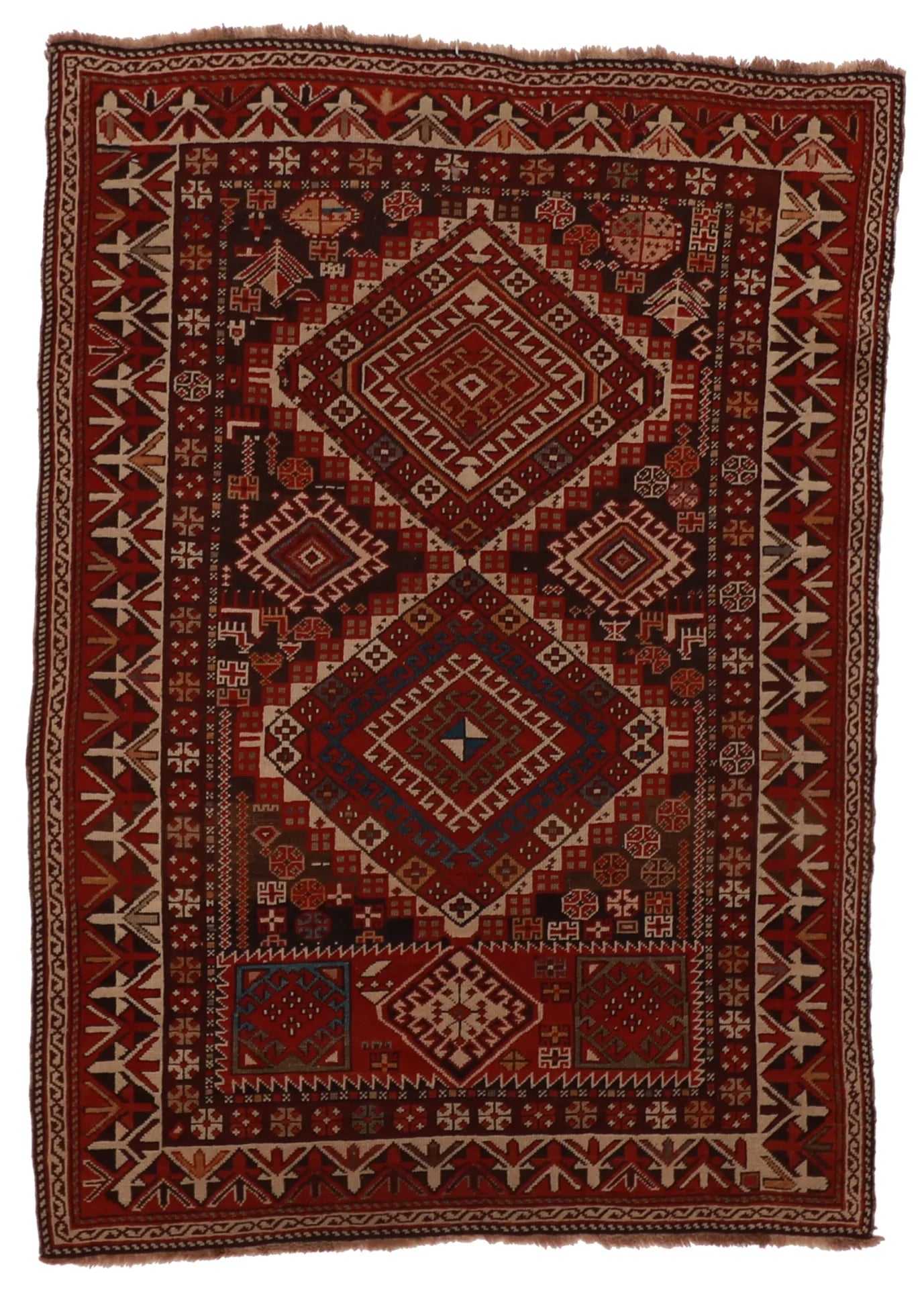 3.10 x 5.4 - Karageh Fine/Wool Geometric Rectangle - Finest Hand-Knotted Quality Wool — 56958