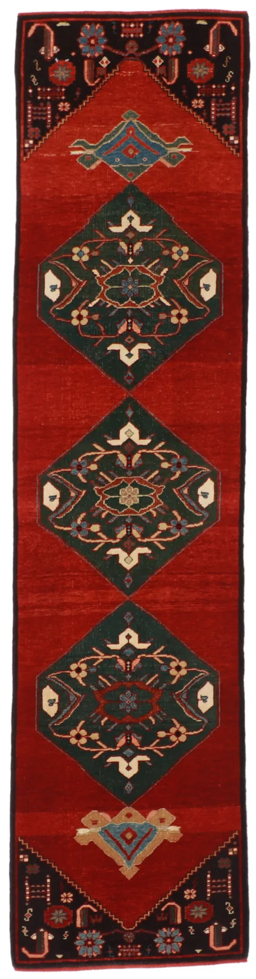 W 2.1 - L 8.4 - Bijar Fine Geometric Rectangle - Finest Hand-Knotted Quality Wool - 57005