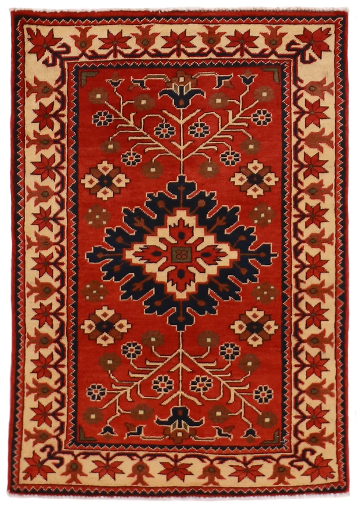 2.8 x 4 - Malayer Wool Geometric Rectangle - Finest Hand-Knotted Quality Wool — 57071