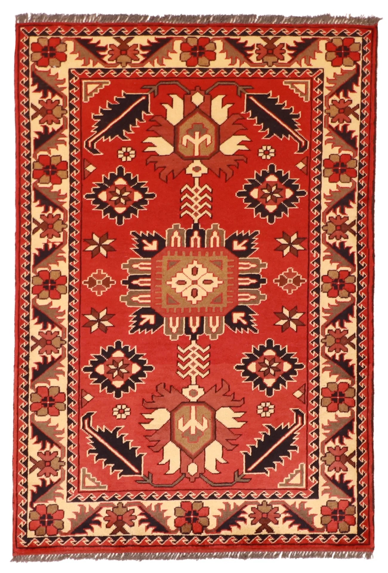 3.3 x 4.9 - Sh Abbas Wool Geometric Rectangle - Finest Hand-Knotted Quality Wool — 57078