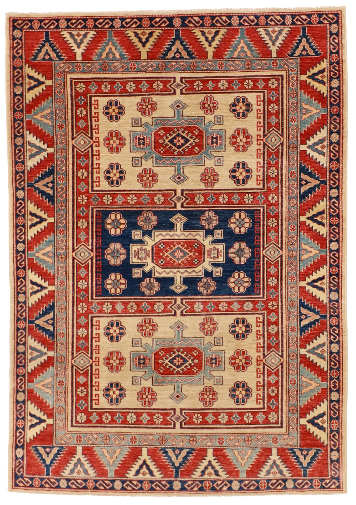 4.10 x 6.11 - Heriz Wool Traditional Rectangle - Finest Hand-Knotted Quality Wool — 57484