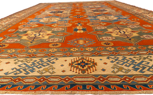 W 8.8 L 12 Malayer 100% Wool Hand-Woven Geometric Design - 57499