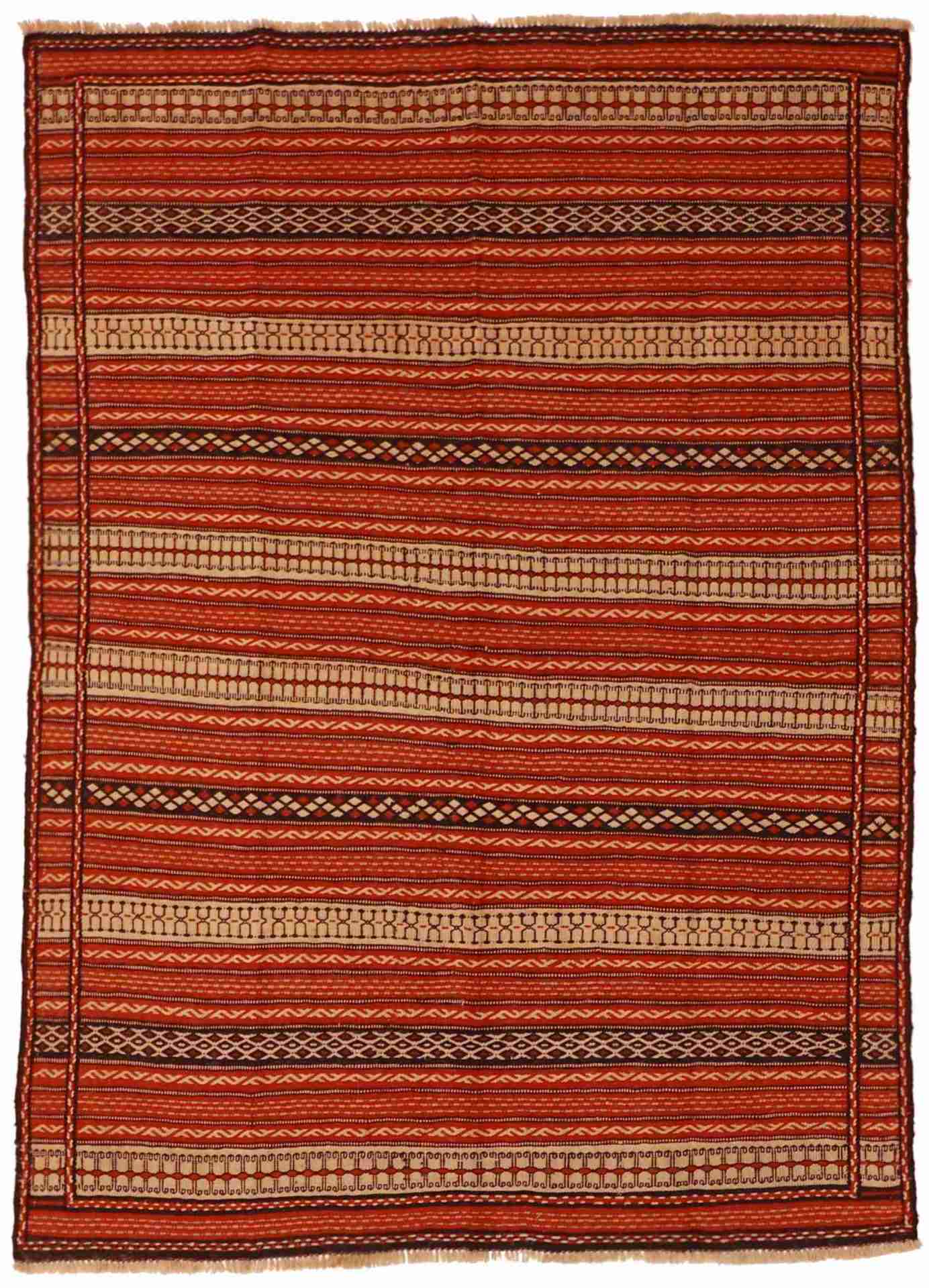 W 4.10 - L 6.9 - Malayer Wool Geometric Rectangle - Finest Hand-Made Quality Wool - 57503