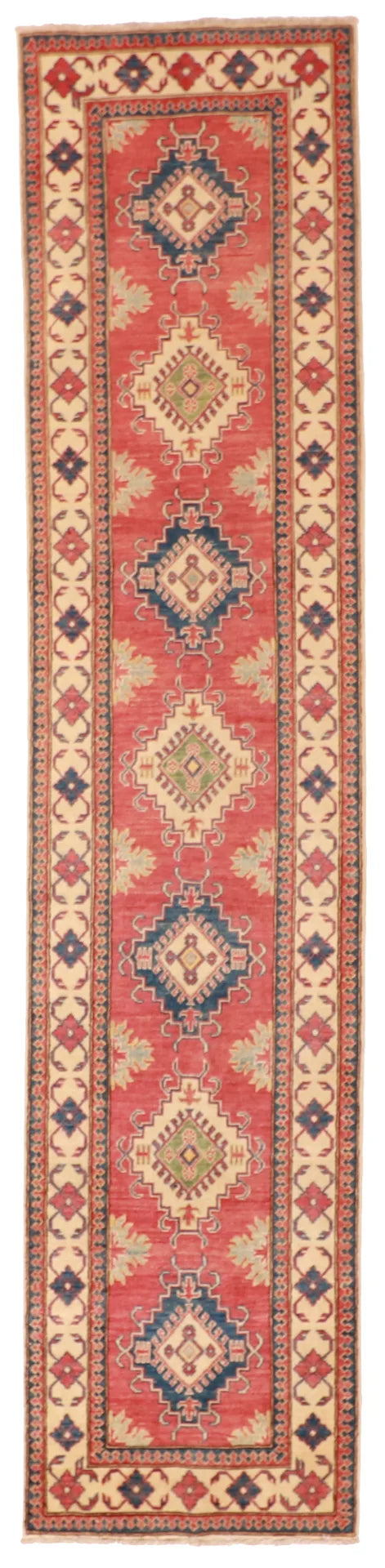 2.1 x 12.8 - Kazak Fine Geometric Rectangle - Hand Woven Rug — 57681