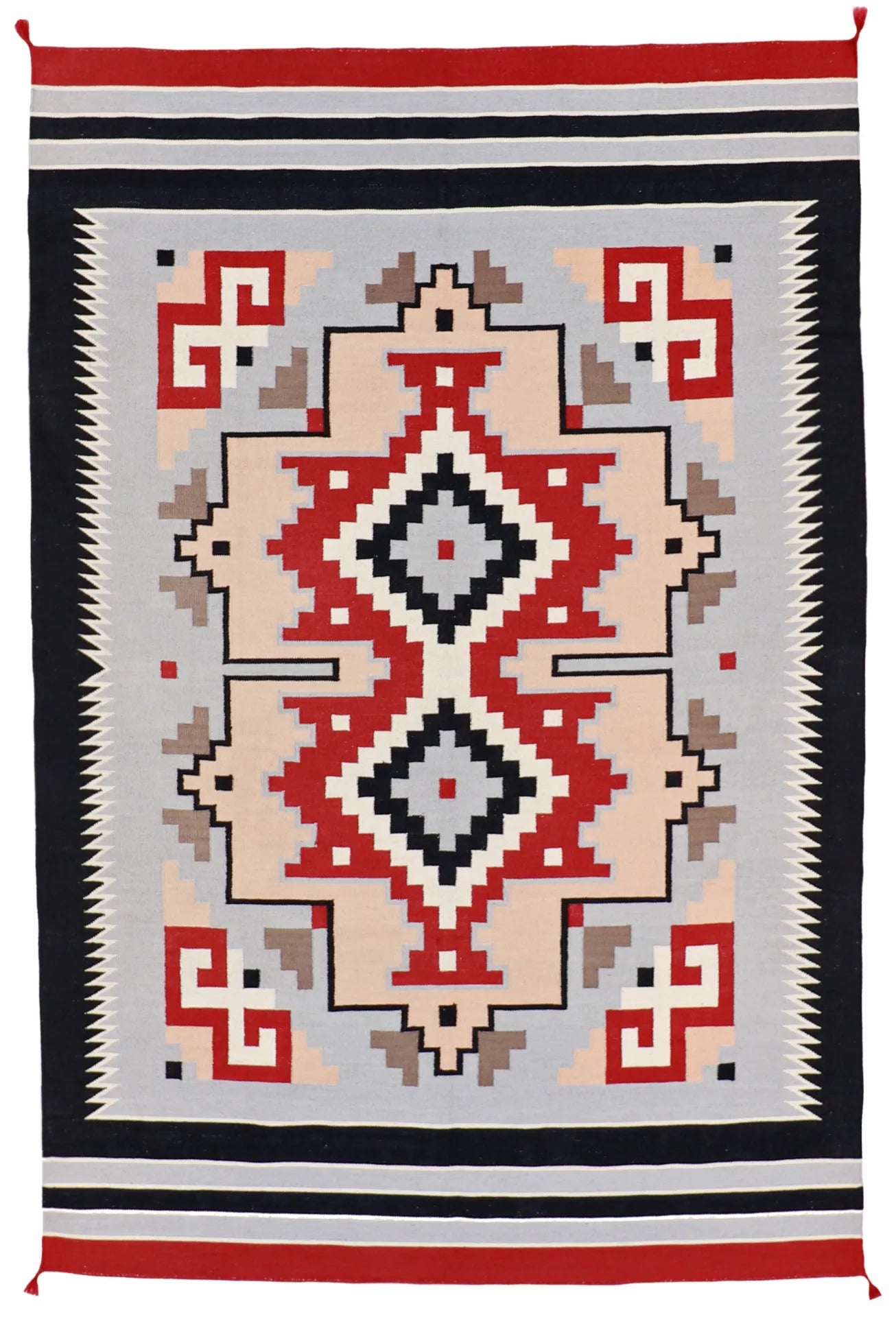 6 x 9 - Navajo Wool Geometric Rectangle - Finest Hand-Made Quality Wool — 57955