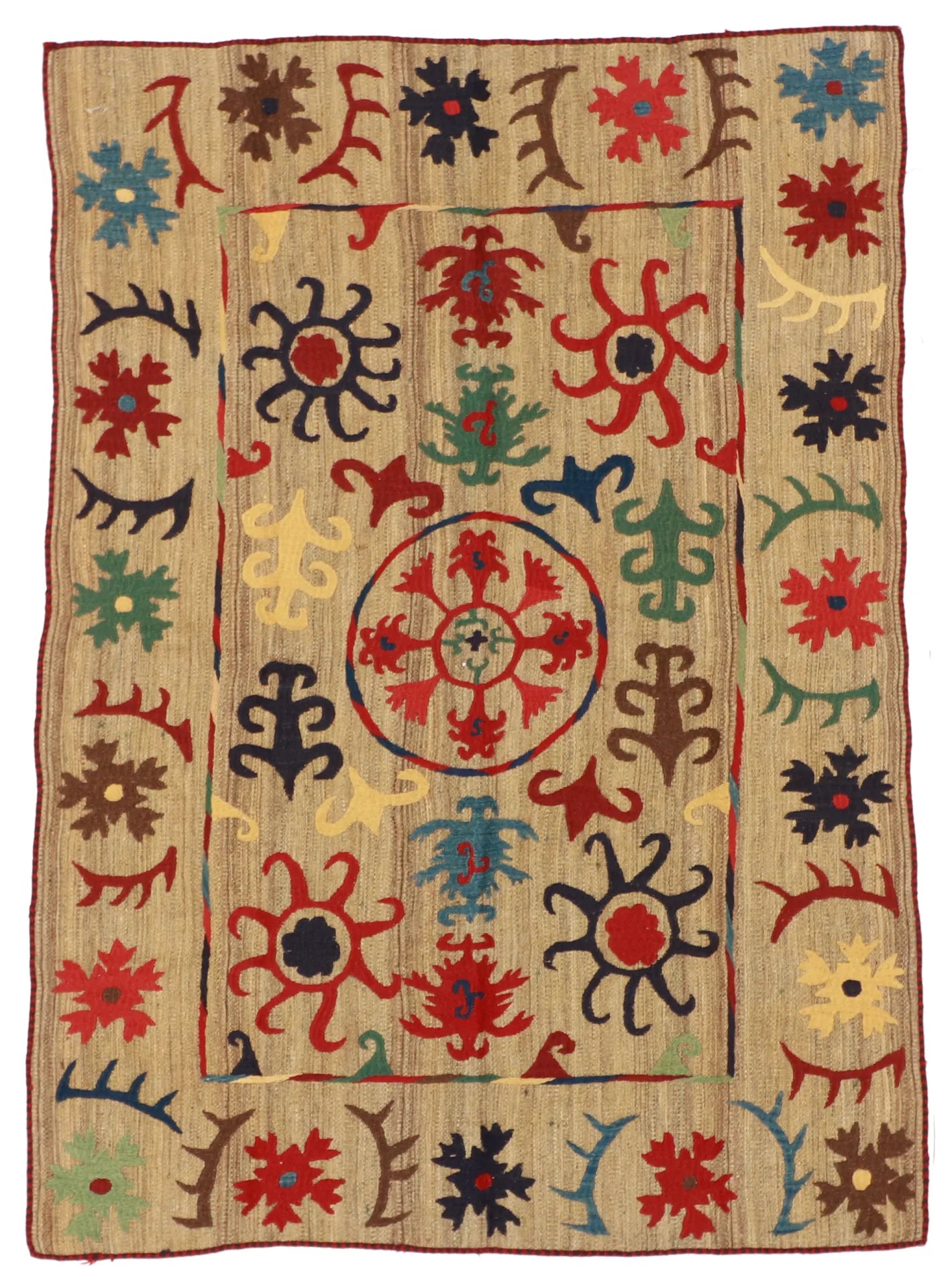 4.1 x 6.9 - Kilim Fine/Wool All Over Rectangle - Finest Hand-Made Quality Wool — 57975