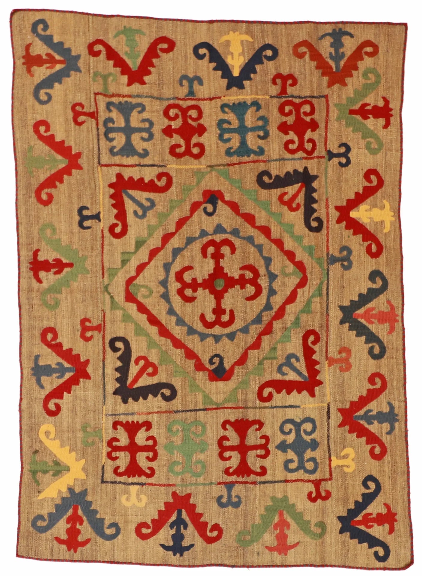 4.10 x 6.10 - Kilim Fine All Over Rectangle - Finest Hand-Made Quality Wool — 57977